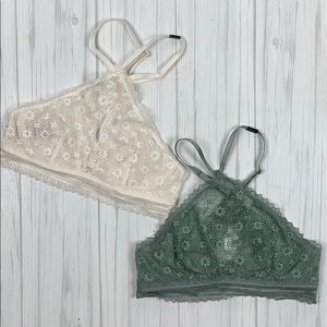 2 Victoria’s secret high neck lace bralettes